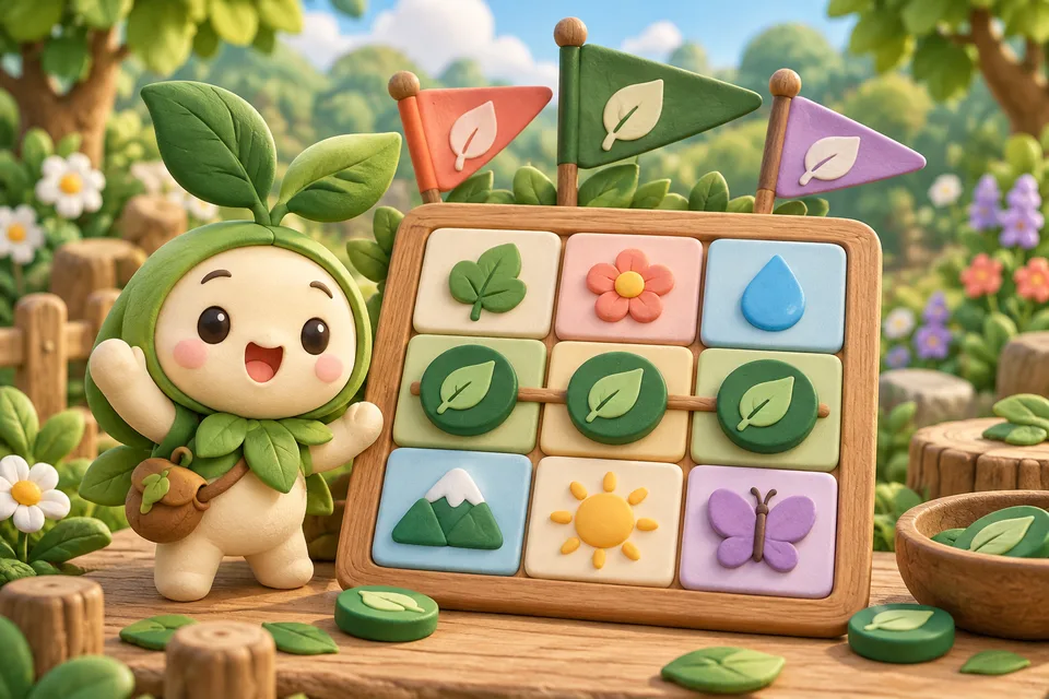 Bảng bingo chín ô với các quân đánh dấu và những lá cờ của các đội.