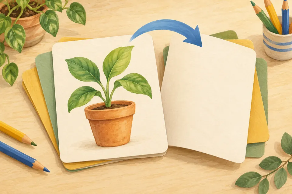 Minh họa các thẻ học được lật để xem câu trả lời và ôn lại kiến thức.